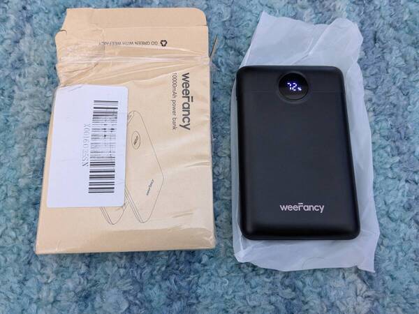 0610u1909 モバイルバッテリー 軽量 薄型 10000mAh ケーブル内蔵 急速充電 WeeFancy 22.5W PD QC 3.0 USB Type-C出力/入力ポート