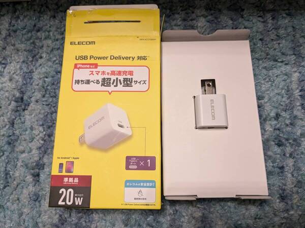 0610u2243 エレコム USB 充電器 PD対応 20W Type-C ×1ポート 小型 軽量 ホワイト MPA-ACCP28WH