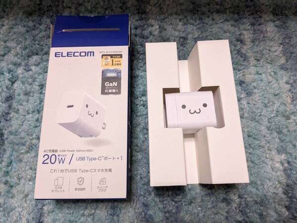 0610u2244 エレコム 充電器 Type-C 1ポート USB PD対応 20W PSE認証品 GaN採用 折りたたみ式プラグ しろちゃん MPA-ACCP6820WF