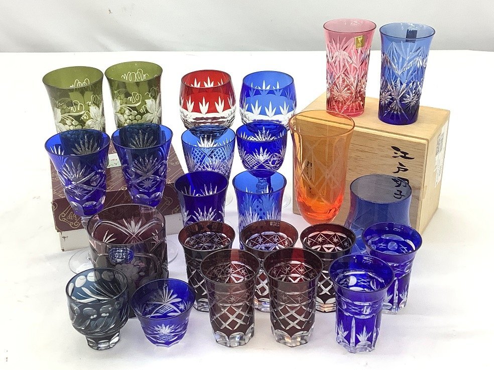 新品 ドイツ製 ドレスデンクリスタル 切子グラス 4客