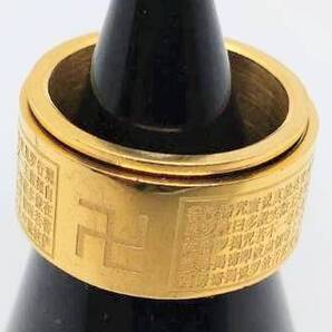 送料無料 【11号】お経 和柄 和風 回転 ゴールド リング 指輪 ストリート ゴスロリ ロック 病み系 ファンスマ