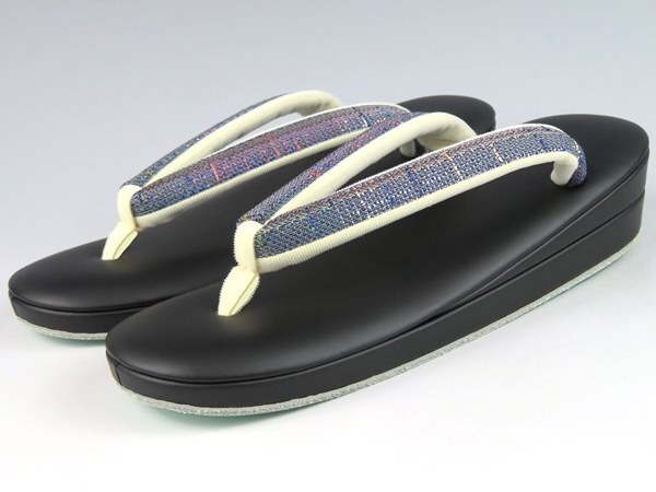 【 京都西陣 帯地 】 小判型 牛革 本革 草履 Mサイズ