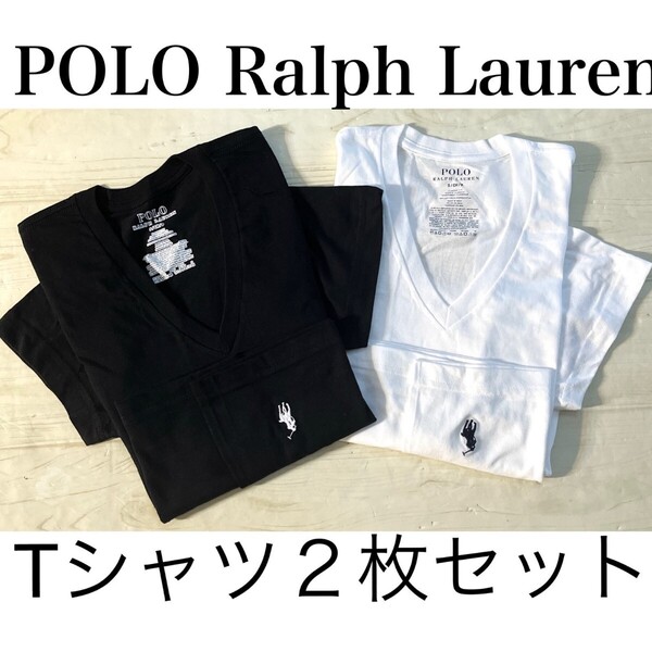 2枚セット 刺繍 ロゴ メンズ POLO ポロ ラルフローレン ポロベアー 半袖 Tシャツ インナー 白 黒 日本未入荷 新品 ブランド スポーツ ジム