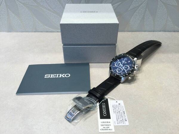【新品】SEIKO セイコー クロノグラフ クォーツ腕時計 SBTR021 ブラック レザー☆未使用