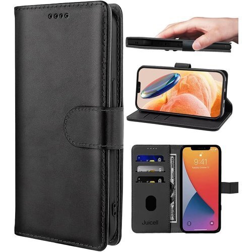 最新型・本革 Juicell iPhone SE 第3 保護 アイフォン 手帳型 ケース 4.7インチ ブラック 679