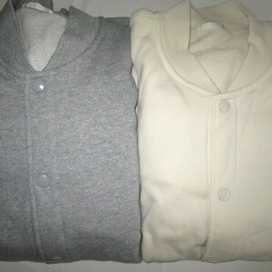 ★古着 2023年 GU ジーユー MEN スウェットブルゾン XL 03.GRAY グレー 30.NATURAL ナチュラル スウェットジャケット ボタン 裏毛パイル★