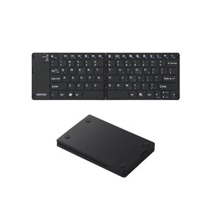 【中古】iBUFFALO Bluetooth3.0対応 折りたたみキーボード ケース付き ブラック 【PlayStation4,PS4 動作確認済】