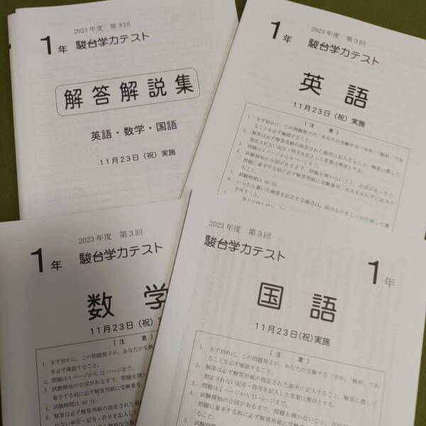 2023年 中1生 11月 駿台学力テスト(3教科)過去問 解答用紙付 解答付 早稲田アカデミー 早稲アカ サピックス 市進 駿台模試 未使用