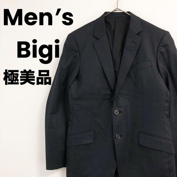極美品 Men′s Bigi メンズビギ ジャケット スーツ ネイビーストライプ