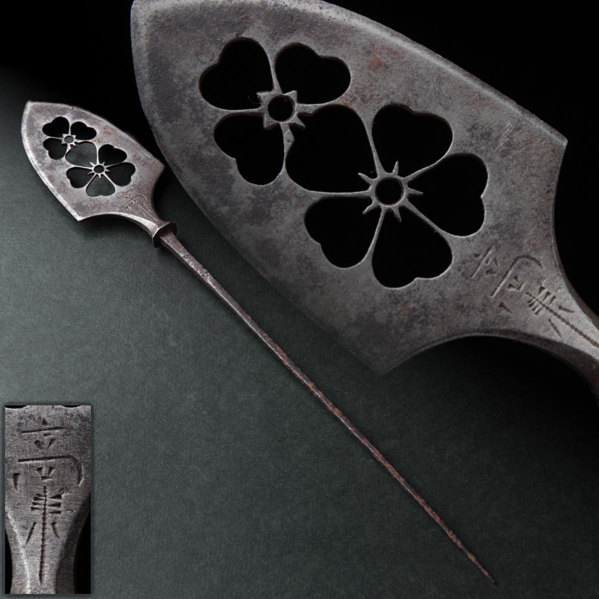 全品送料無料】 武道具 美術品 職人作 鉄製 弓道具 古式 鏃 桜花 全品送料無料】 武道具 美術品 職人作 鉄製 弓道具 古式 鏃 桜花