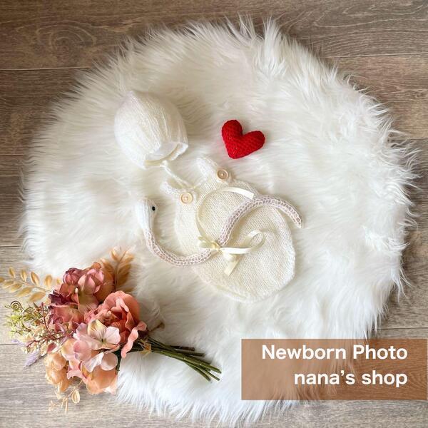 白ヘビコス×ファーマット60cm♪ニューボーンフォト撮影衣装 小道具 干支 巳年