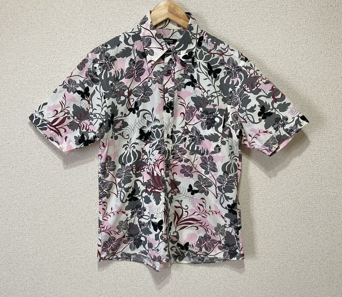 BURBERRY BLACK LABEL バーバリー アロハシャツ 花柄 メンズ