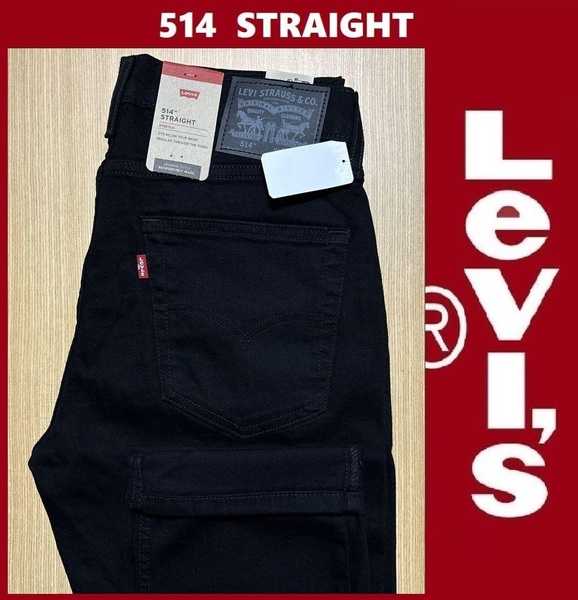 W30 ★ 新品 リーバイス 514 ストレート ストレッチ デニム LEVI'S ジーンズ パンツ 黒 ブラック 00514-0730