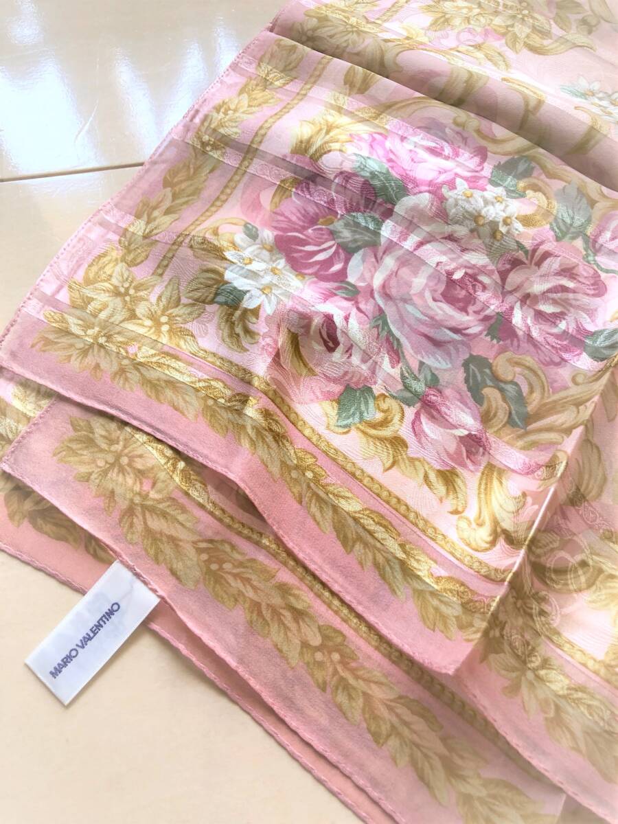 ヴァレンティノ VALENTINO ピンク　レース　花柄　大判ショール　ストール ストール エレガントな花柄刺繍シルクウール大判ストール 薄手