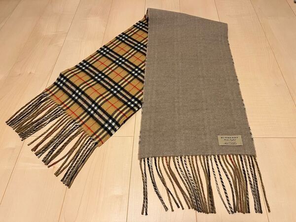 BURBERRY バーバリー マフラー カシミア100% リバーシブル 未使用に近い ロングマフラー 送料無料!!