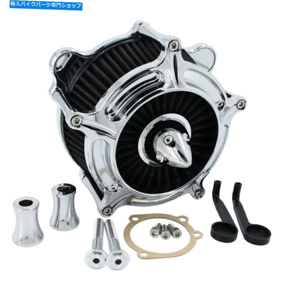 Harley Touring Electra Glide DynaのためのChrome Spike Air Cleanerフィルター摂取キットChrome Spike Air Cleaner Filter Intake Kit F