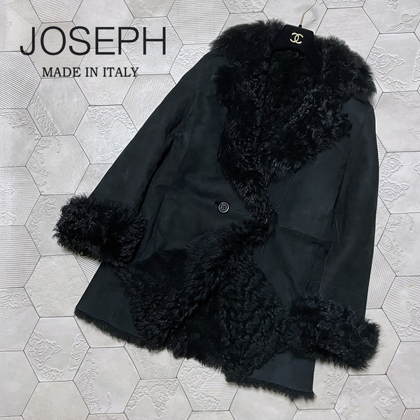 ◆定価30万円 ジョゼフ/ジョセフ イタリア製【JOSEPH】羊革 ダブルフェイス 最高級トスカーナムートンコート 黒 Lサイズ相当◆