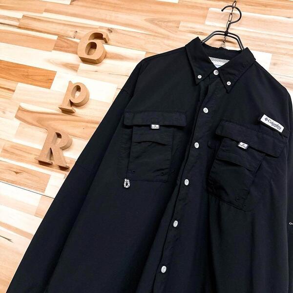 【コロンビア】PFG フィッシング 長袖シャツ 釣り 渓流 海 M 黒×グレー【HFby6PR】メンズ・洋服・春夏・秋冬【26AT】