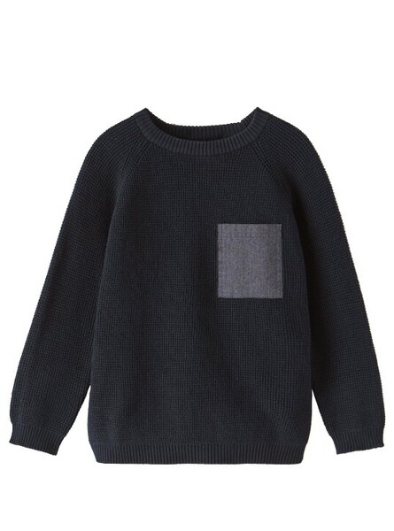 秋冬物★ZARA KIDS ワッフルニット 140㎝ 黒 ブラック 子ども ボーイ ザラ キッズ 130 トレーナー 綿ニット こども服 男の子 通学 シンプル