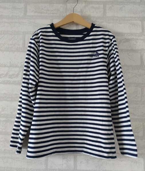 美品★THE NORTH FACE ロングスリーブボーダーTシャツ 140㎝ ザノースフェイス 長袖 春 夏 秋 冬 130 男女兼用 男の子 女の子 ロンT キッズ