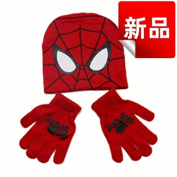 スパイダーマン キッズ用 ニット帽&手袋セット 防寒具 フリーサイズ ハロウィン
