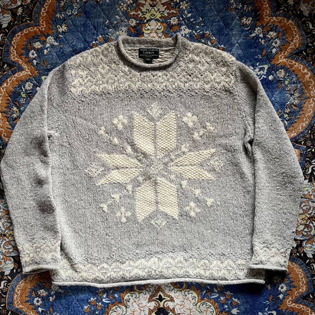 90's Ralph Lauren ラルフローレン ネイティブ柄タートルネックセーター ウール チマヨ マルチカラー 旧タグ M位 希少 ヴィンテージ  BA-1402 RM1771H | agito vintage powered by BASE