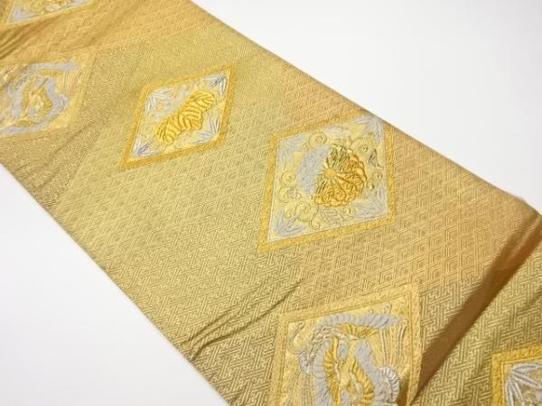 ys7156171; 宗sou 佐賀錦菱に鳳凰・菊桐模様織出し袋帯【着】