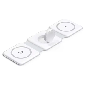 Apple用ワイヤレス充電ステーション白 スマホ&ウォッチ&イヤホン同時充電器 軽量コンパクト 折りたたみ充電器 iPhone/AppleWatch/Airpods