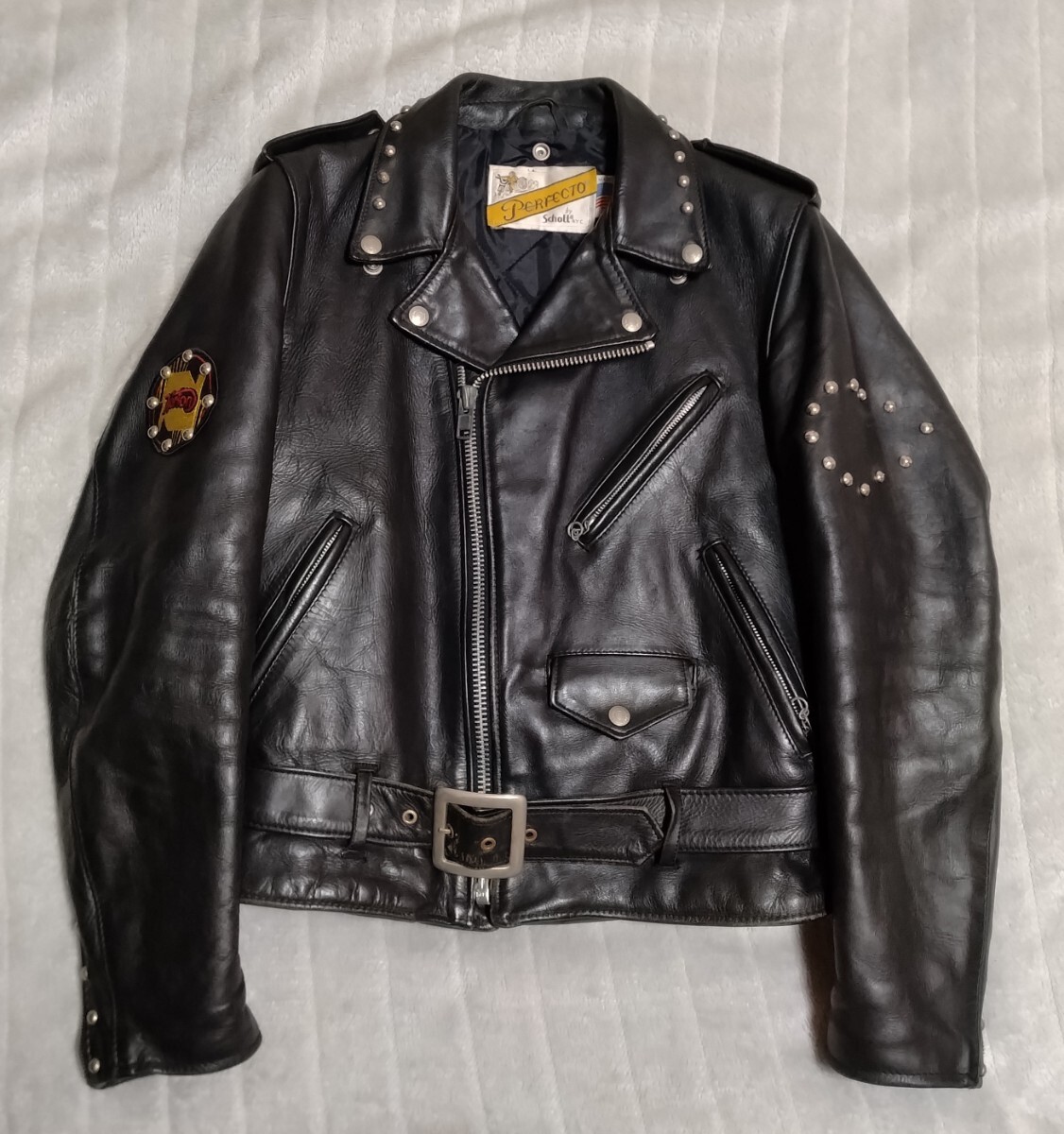 【希少・ビンテージ品】time&tide　スカル　死神　スタッズダブルライダース Yahoo!オークション -「スタッズ ライダース」(ブランド別) の