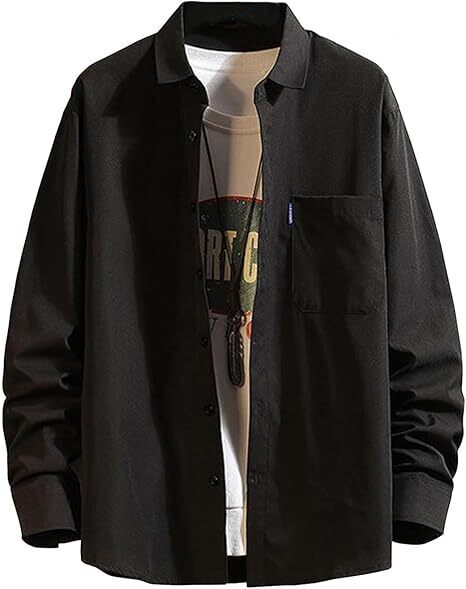 シャツ メンズ 長袖 秋 カジュアル ビジネス ゆったり 無地 3XL
