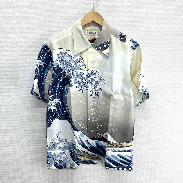 美品 SUN SURF サンサーフ SS37651 葛飾北斎 SPECIAL EDITION 神奈川沖浪裏 アロハシャツ ハワイアンシャツ レーヨン M 10119236