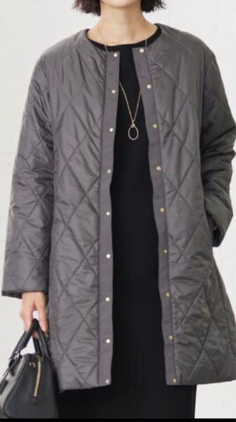 送料無料 新品 J.PRESS ジェイプレス 「洗える」高密度タフタ キルティング コート グレー 13号 L〜XL