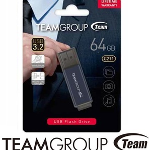 64GB チーム USBメモリ 64GB USB 3.2 Gen1高速伝送 保存 耐久性 金属加工 キャップ型USBメモリ TC211364GL01 TEAMジャパン FLASH DRIVE