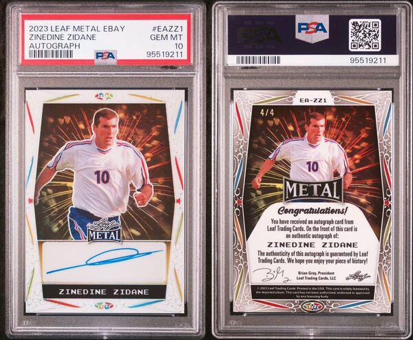 PSA10 2023 Leaf Metal Ebay Exclusives Zinedine Zidane ジネディーヌ・ジダン 世界4枚限定 直筆サインカード Auto topps panini