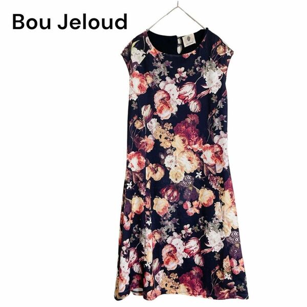 KY0249 ー大特価ー 良品★ 【ブージュルード】 Bou Jeloud ロングワンピース (M) 総花柄 総柄 ドライフラワー ノースリーブ KYROT2