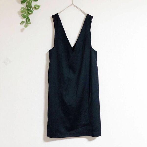 TY0309 ー大特価ー 【レナウン/ensuite】 エンスウィート キャミワンピース (M) ロング ノースリーブ 黒 毛 ウール TYROT3