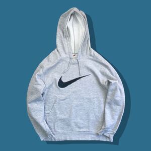 90s NIKE ナイキ 白タグ ヴィンテージスウェットフーディー パーカー プルオーバー ビンテージ 銀タグ sweat hoodie グレー スウッシュ