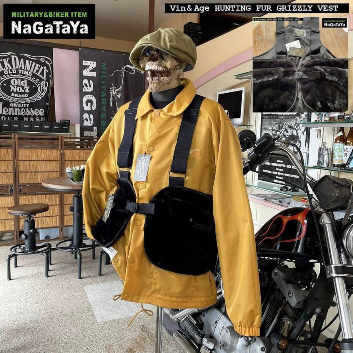 Vin&Age ビンアンドエッジ HUNTING FUR GRIZZLY VEST ハンティング ファー ベスト ブラック 黒 Lサイズ TYPE VHV1ライディングベスト Vin&Age ビンアンドエッジ HUNTING FUR GRIZZLY VEST ハンティング ファー ベスト ブラック 黒 Lサイズ TYPE VHV1ライディングベスト