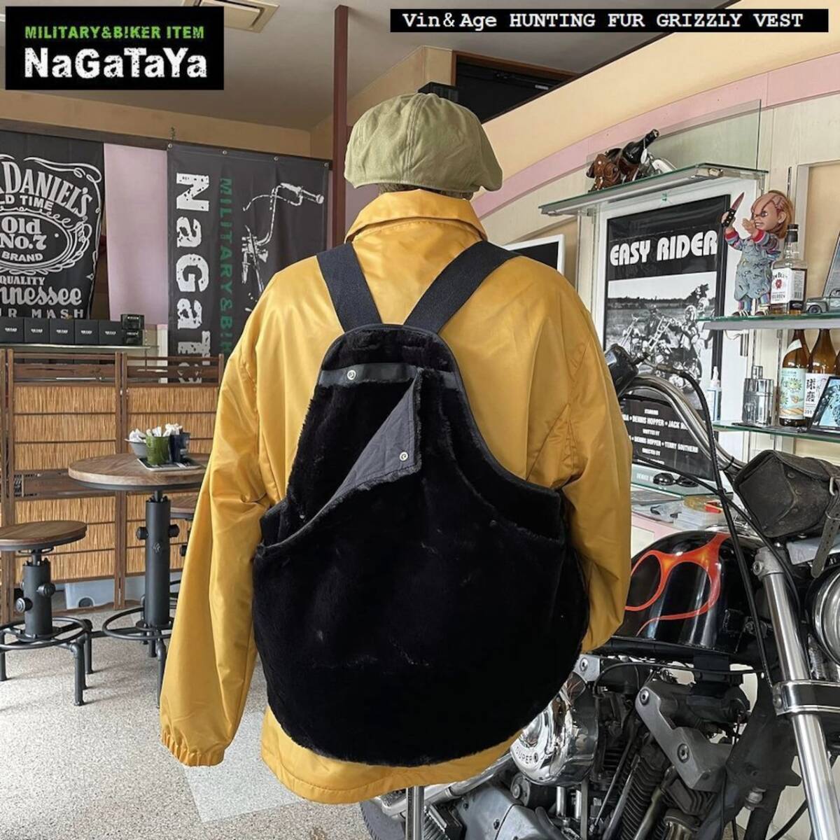 Vin&Age ビンアンドエッジ HUNTING FUR GRIZZLY VEST ハンティング ファー ベスト ブラック 黒 Lサイズ TYPE VHV1ライディングベスト Vin&Age ビンアンドエッジ HUNTING FUR GRIZZLY VEST ハンティング ファー ベスト ブラック 黒 Lサイズ TYPE VHV1ライディングベスト
