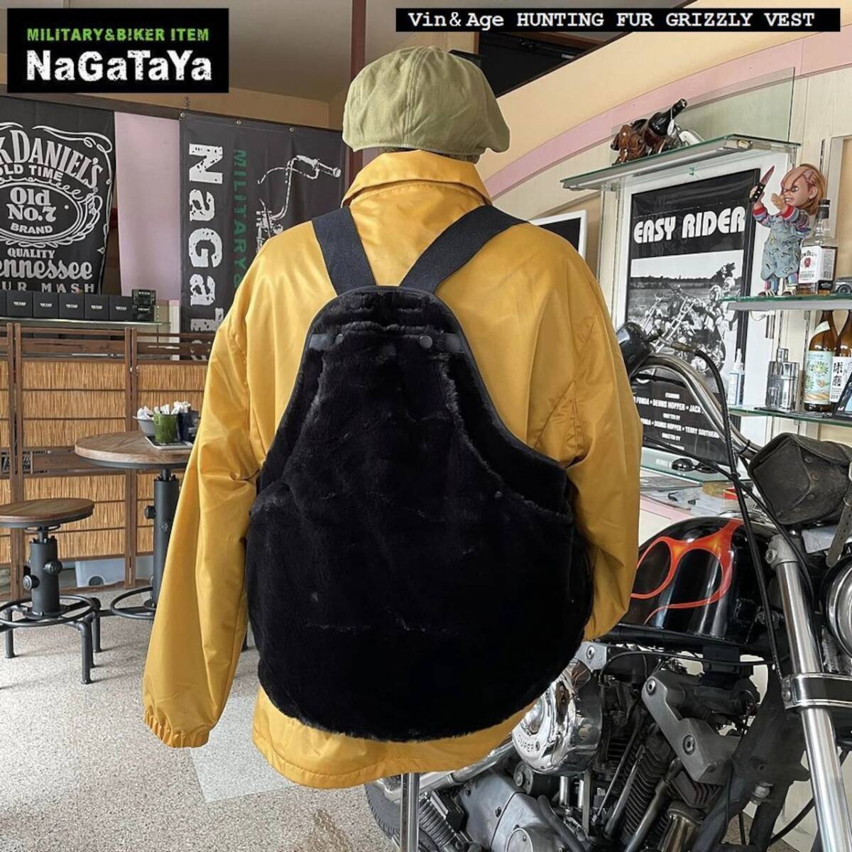 Vin&Age ビンアンドエッジ HUNTING FUR GRIZZLY VEST ハンティング ファー ベスト ブラック 黒 Lサイズ TYPE VHV1ライディングベスト Vin&Age ビンアンドエッジ HUNTING FUR GRIZZLY VEST ハンティング ファー ベスト ブラック 黒 Lサイズ TYPE VHV1ライディングベスト