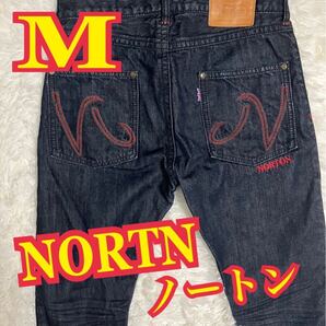 NORTN ノートン デニムパンツ ジーンズ バイカー インディゴ 刺繍ロゴ Mサイズ