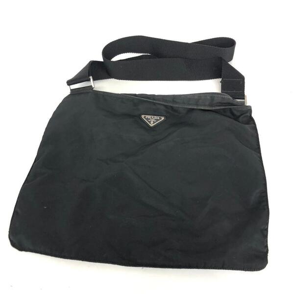 PRADA プラダ ナイロン ロゴプレート ショルダーバッグ ブラック バッグ 鞄 かばん レディース ファッション ブランド
