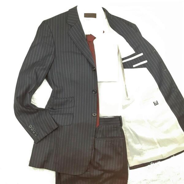 美品 XL相当◎TIMOTHY EVEREST スーツセットアップ ストライプ