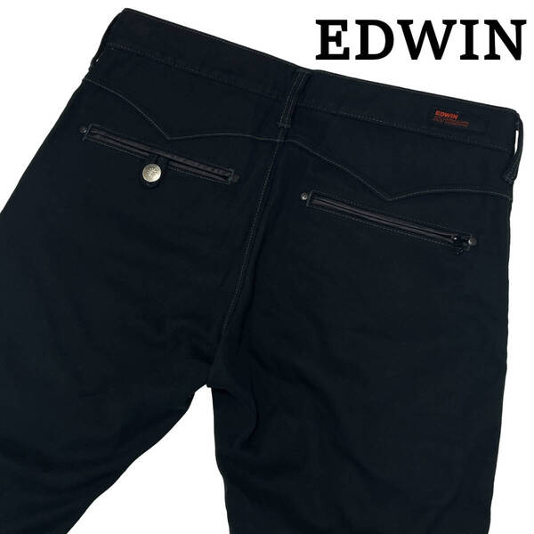 EDWIN エドウィン K40391 siz.L (約90cm W34相当) XV KHAKI ストレッチ 防風 防寒 裏起毛 暖パン デニムパンツ メンズ ジーンズ