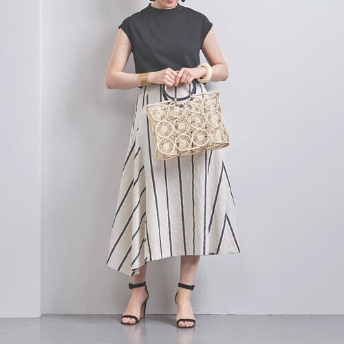 UNITED ARROWS 定価1万8700円 UBCS ストライプ イレギュラーヘム スカート 40 管理番号F804Q1
