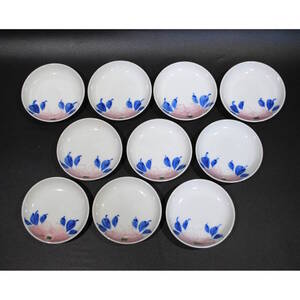 【売切り屋】源六焼 小皿 10枚 牡丹図 佐賀 嬉野 旧家蔵出 /平皿 料亭 懐石 日本料理 会席 割烹 和食器 古伊万里色絵 有田焼