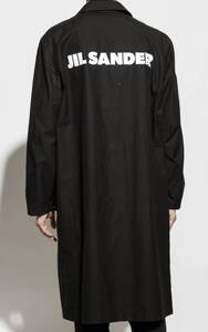 JIL SANDER ジルサンダー コート COAT J23AA0007 J45070 コットン ロゴ BLACK ステンカラー ロング コート オーバーサイズ ブルゾン