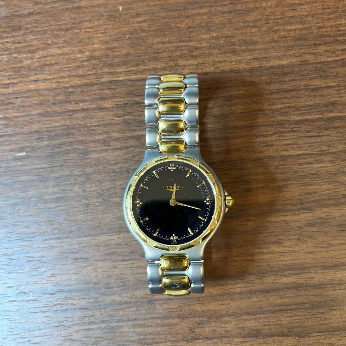 ジャンクLONGINES ロンジン6365 黒文字盤2針アナログクオーツ