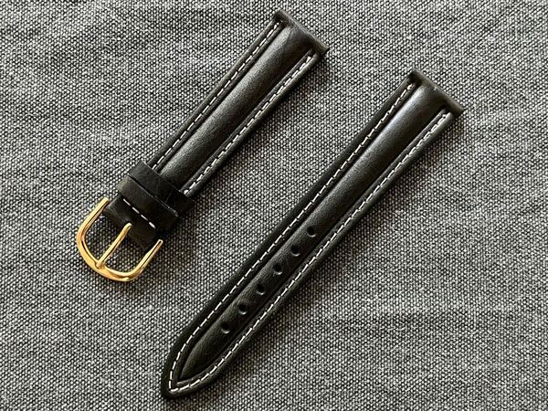 即決!送料無料!フランス直輸入 レザー時計ベルト 18mm カーキグリーン オイルドレザー ビンテージ デッドストック品 A18-5