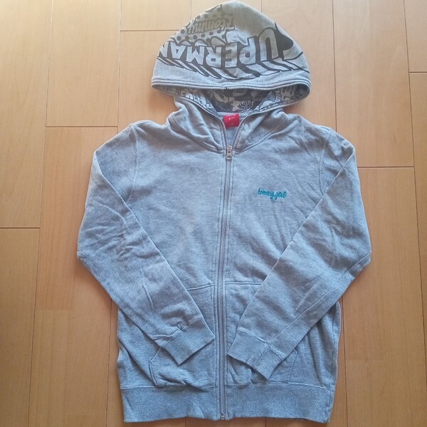 トミーガールtommygirl*ジップ長袖パーカー*Sサイズ*グレー*ジッパー*チャック女の子レディース*DCコミック*Supermanトミーヒルフィガー